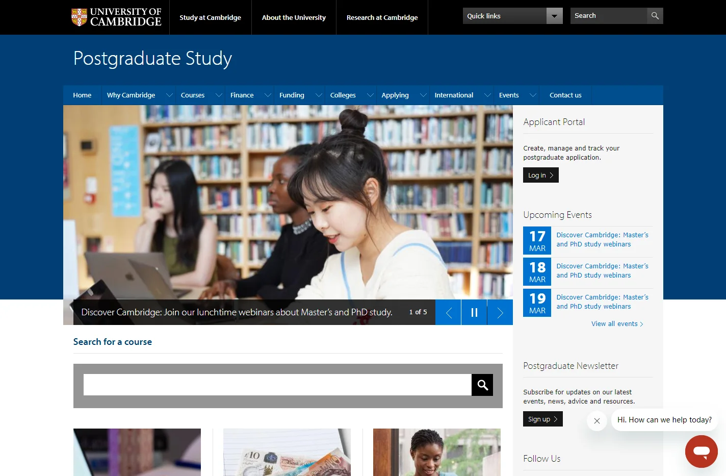 Postgraduate Study | University of Cambridge