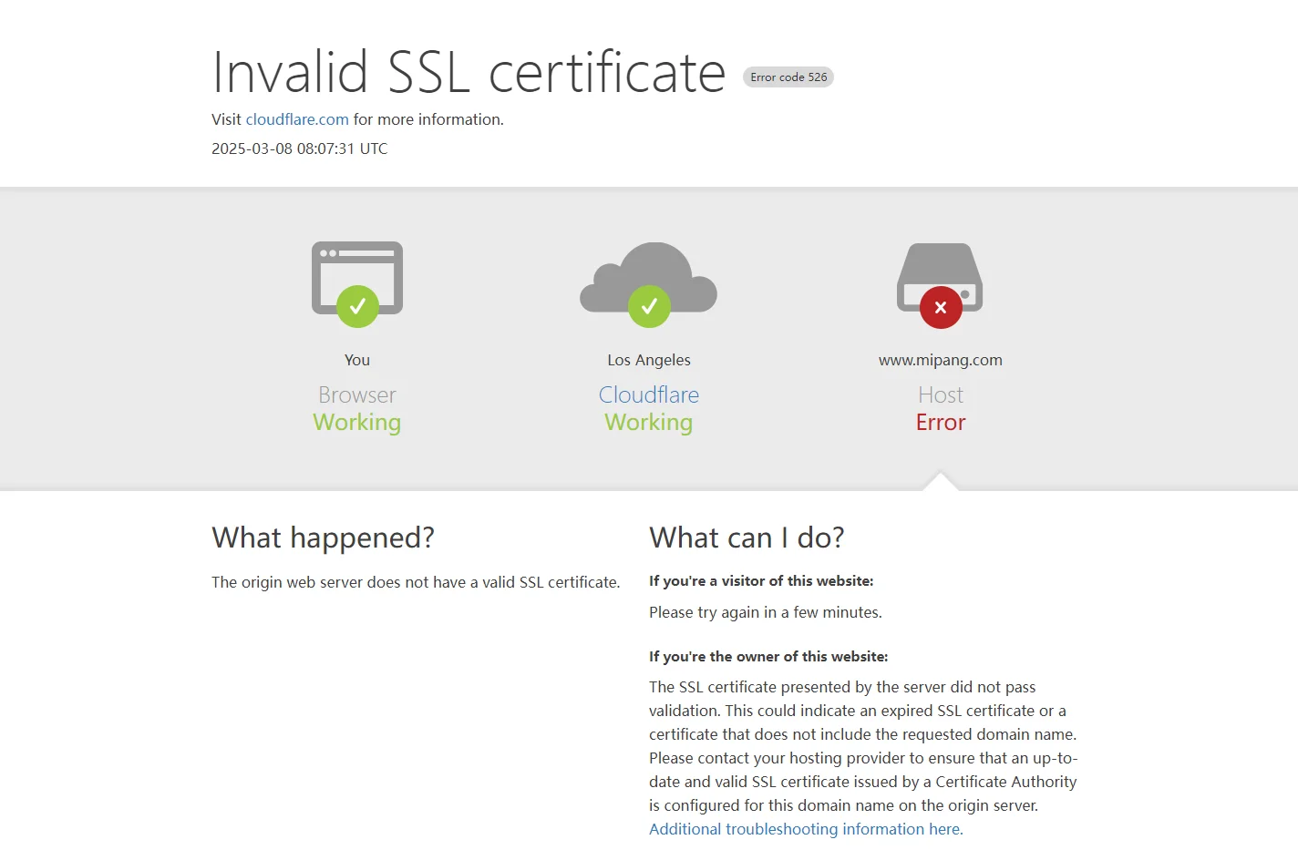 www.mipang.com | 526: Invalid SSL certificate