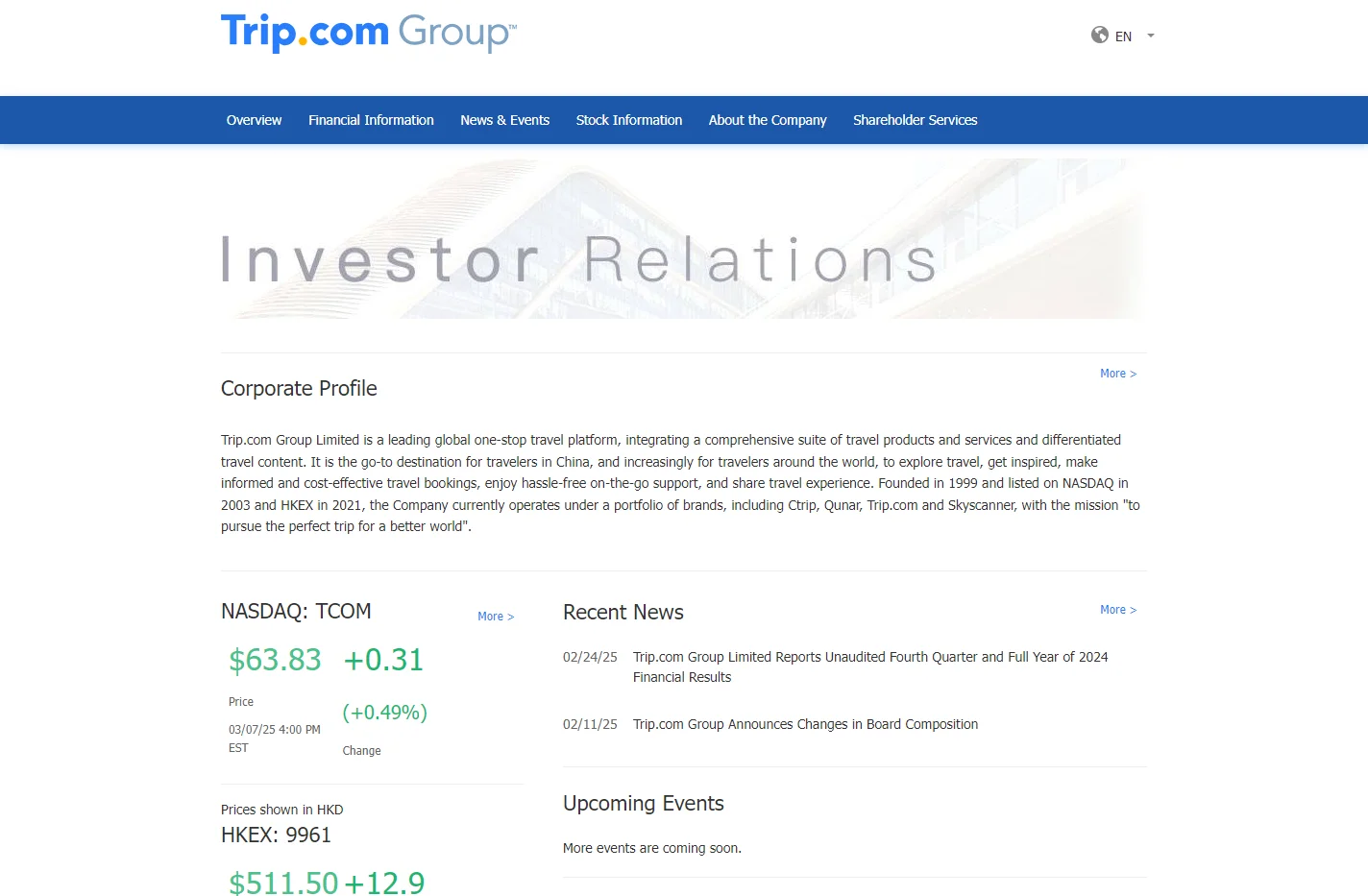 Investor Relations | Trip.com Group Limited