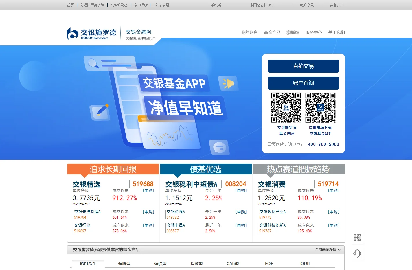 交银施罗德基金官方网站