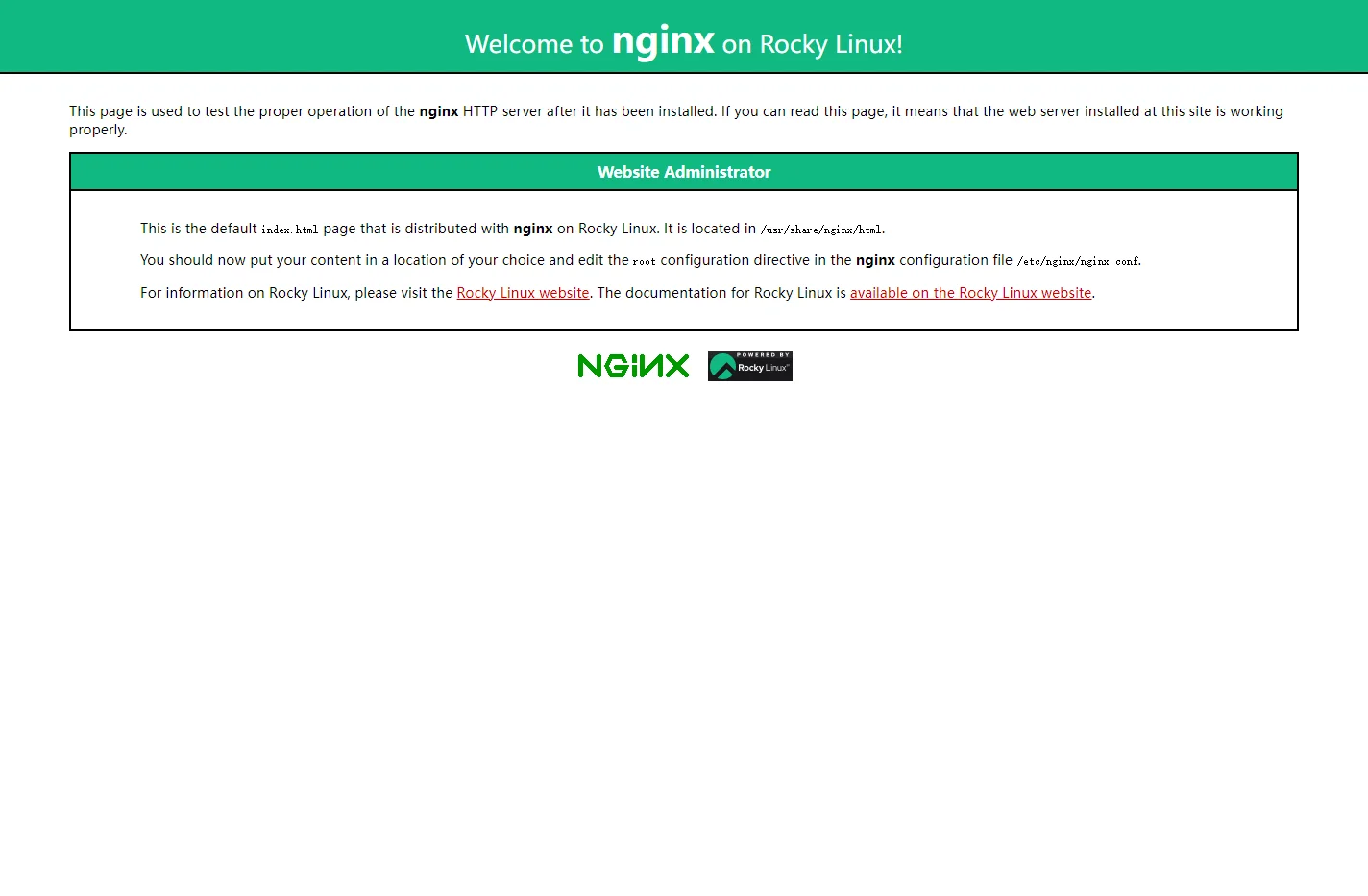 Test Page for the Nginx HTTP Server on Rocky Linux