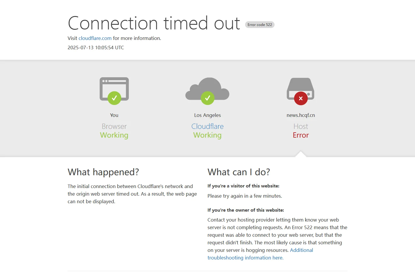 hcqf.cn | 522: Connection timed out