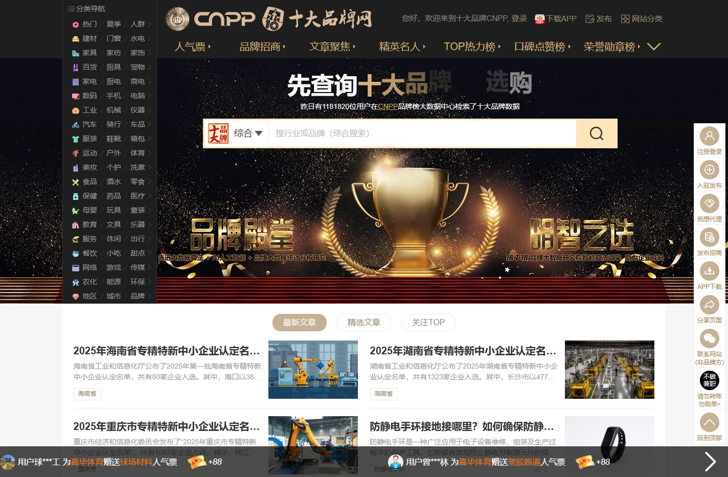 十大品牌网CNPP → 品牌排行榜，品牌网门户