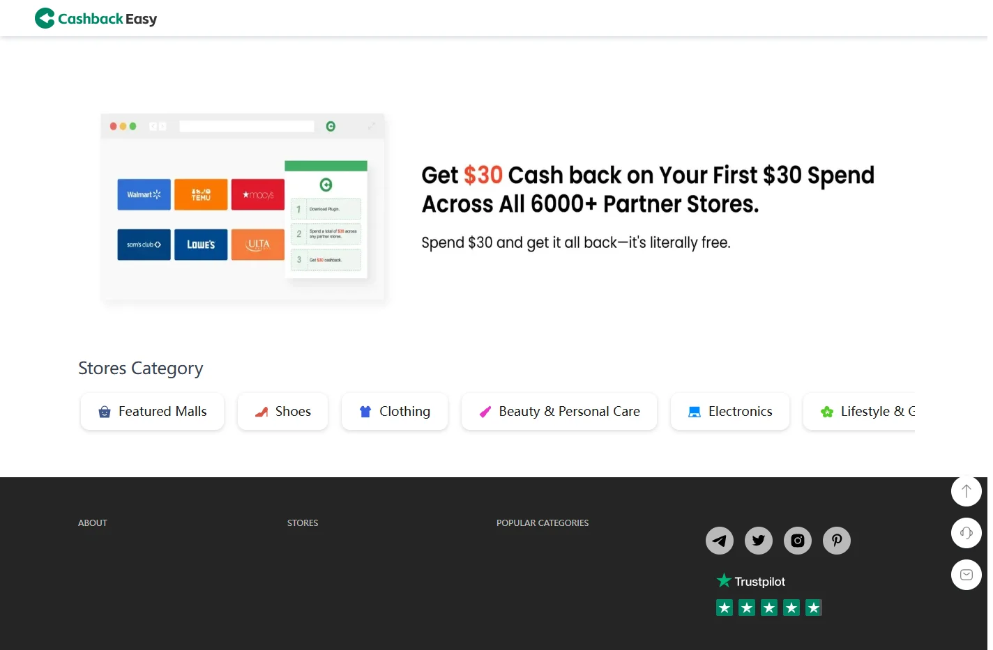 Cashback Easy - $30 Back on Your First $30! Free Coupons & C