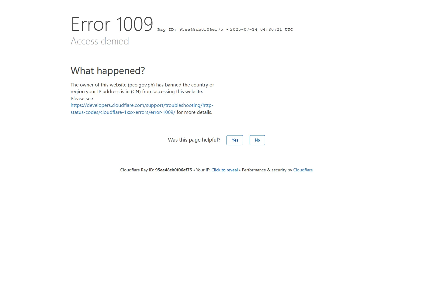 Access denied | pco.gov.ph used Cloudflare to restrict acces