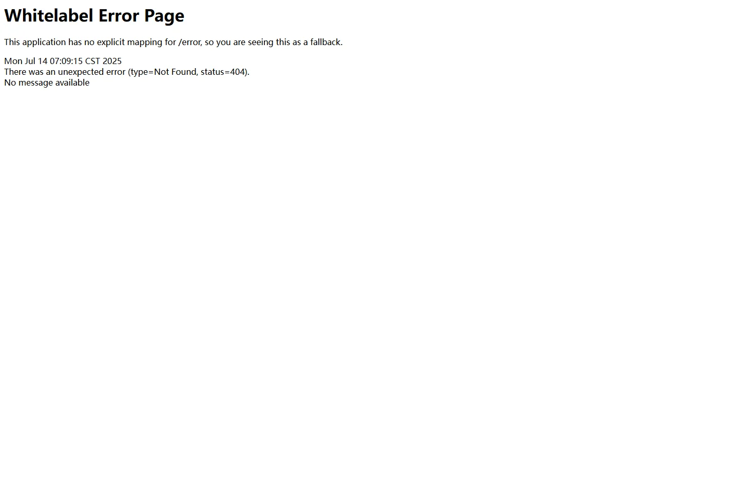 Whitelabel Error Page
