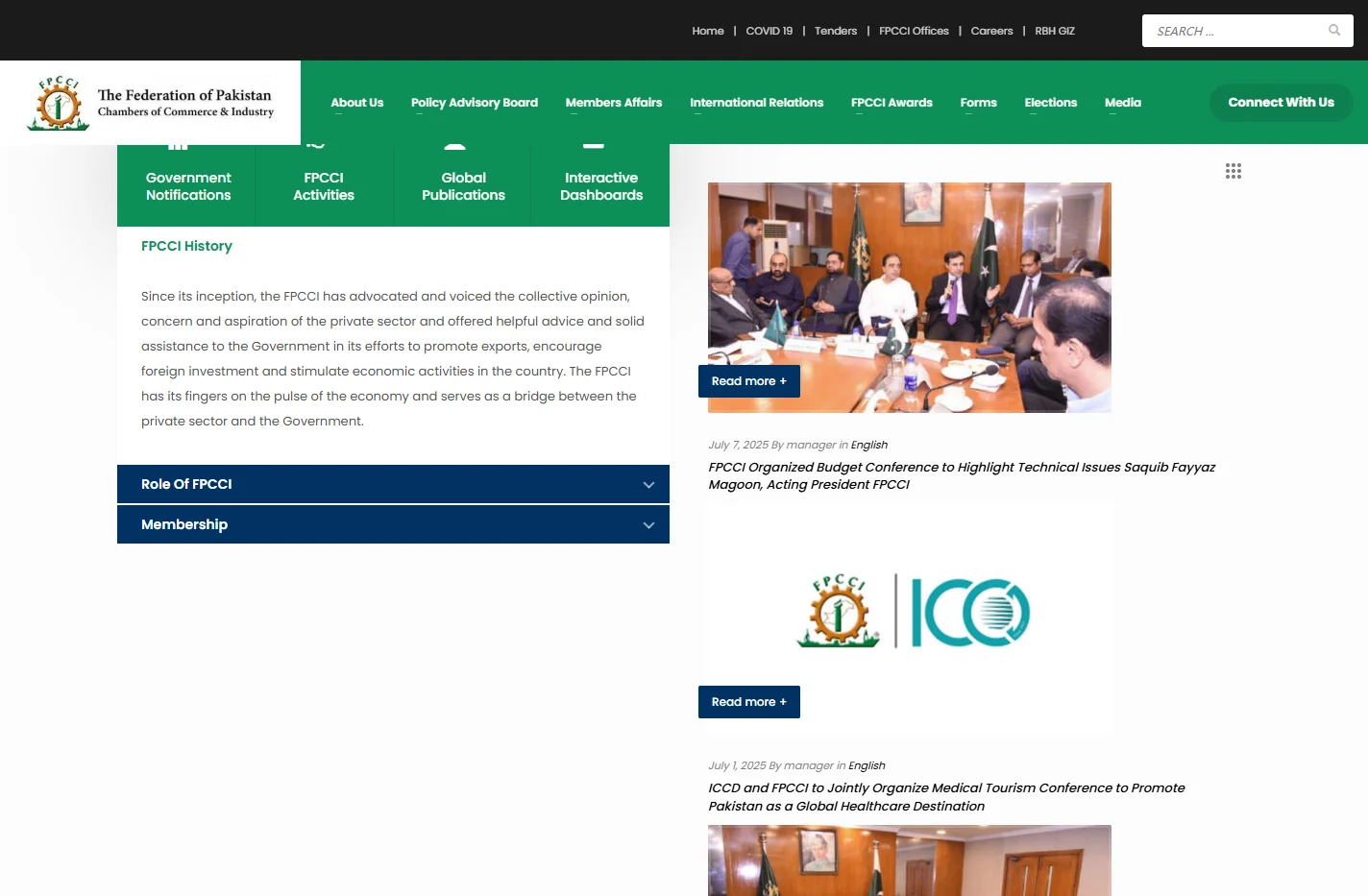 FPCCI – The Federation of Pakistan Chamber of Commerce and I