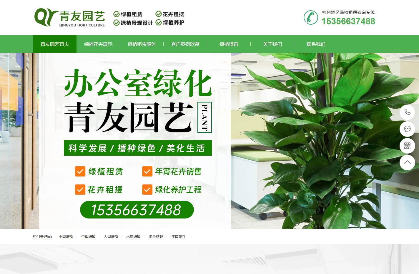 绿植租赁_绿植租摆_绿化养护_办公室绿植_发财树-青友园艺