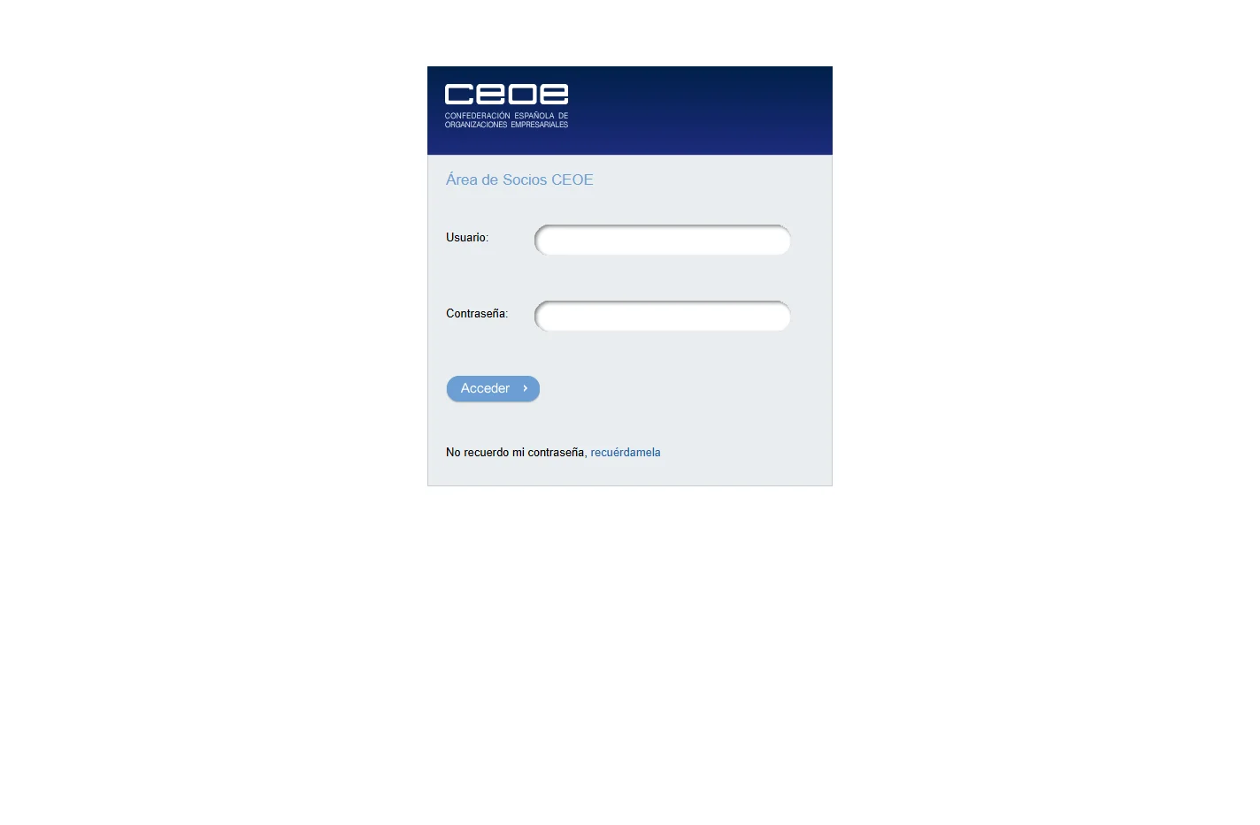 Acceso - Confederación Española de Organizaciones Empresaria