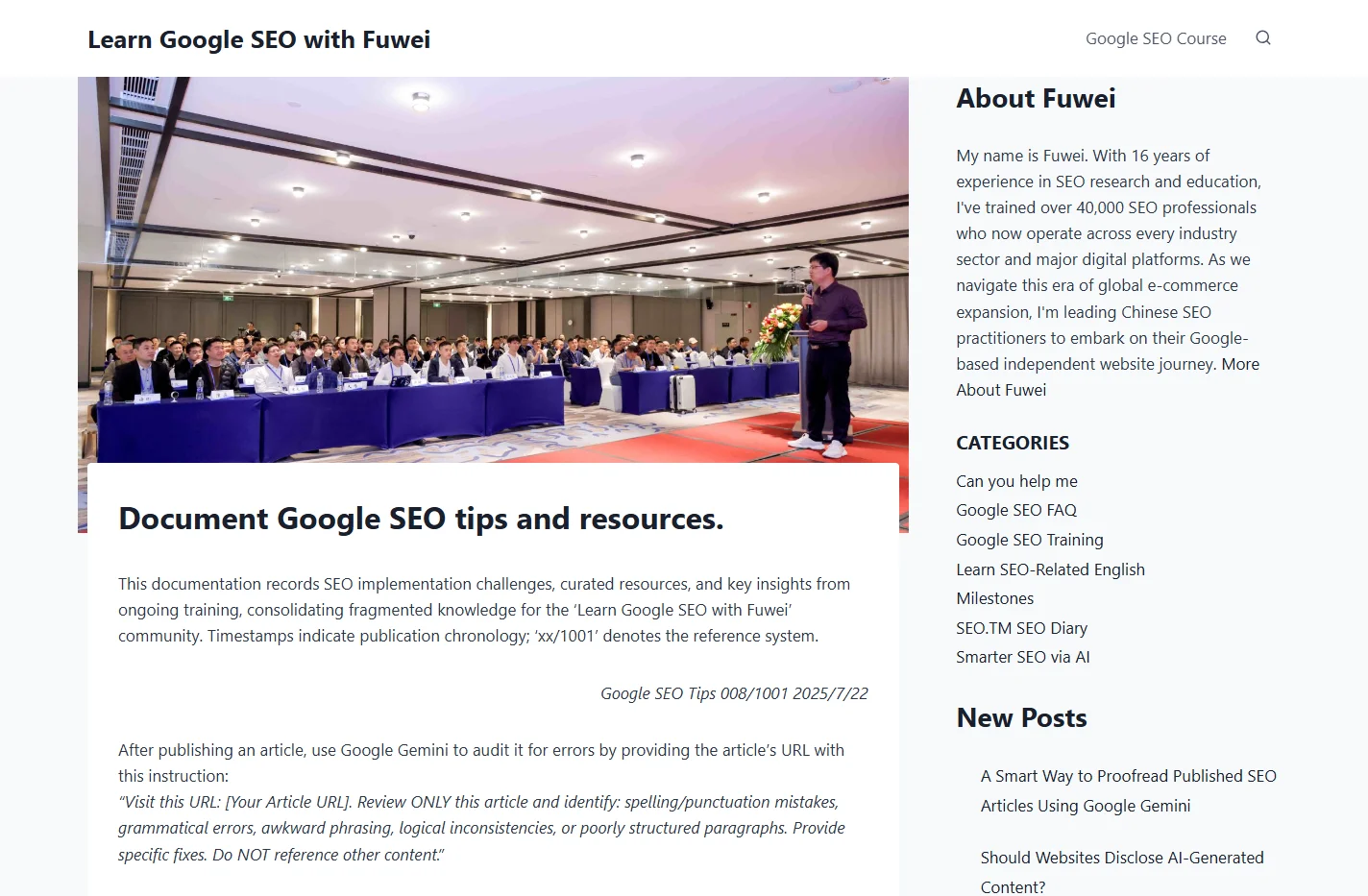Learn Google SEO with Fuwei