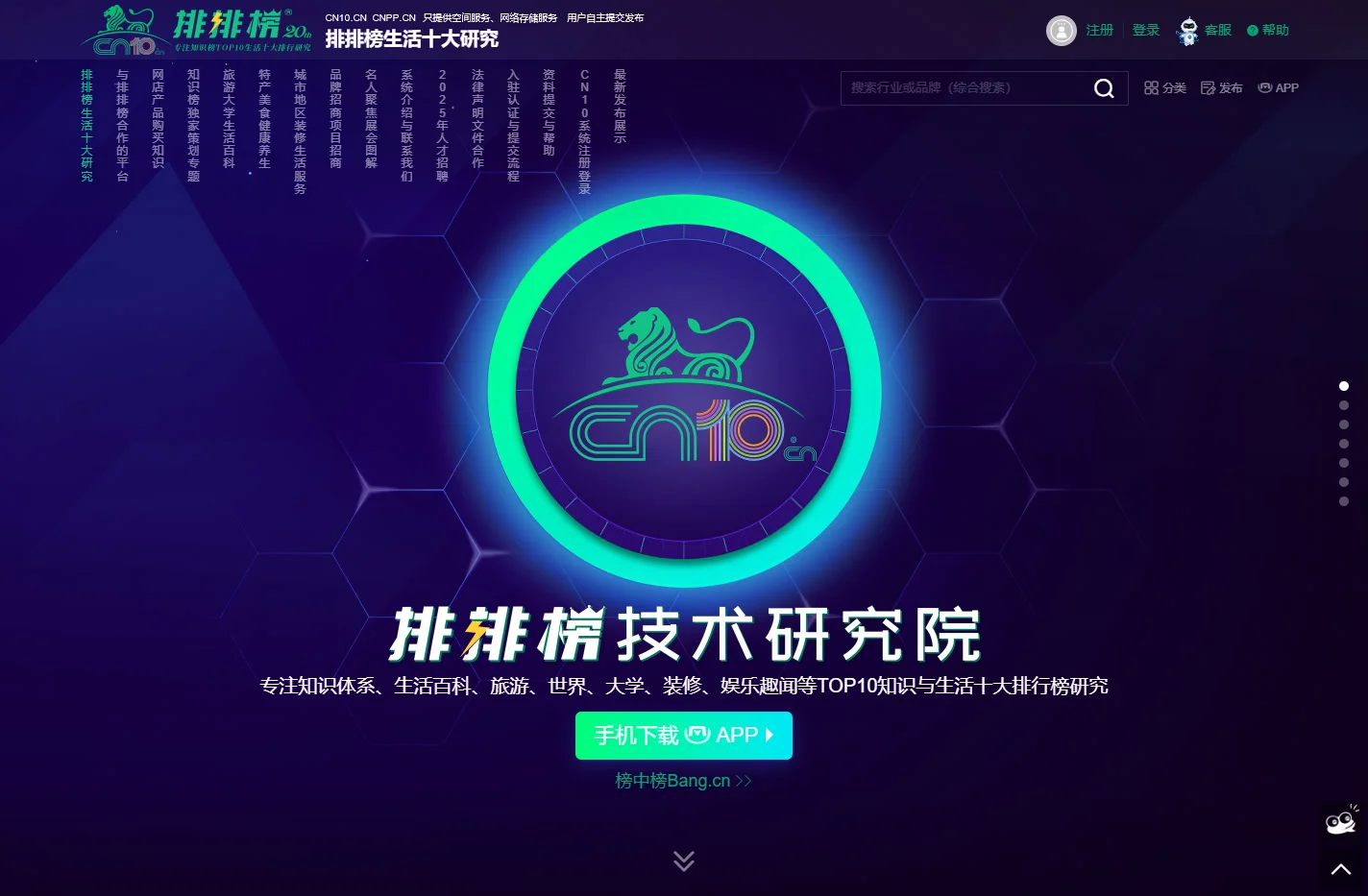 CN10排排榜技术「研究院」，专注知识榜核心技术算法近20年
