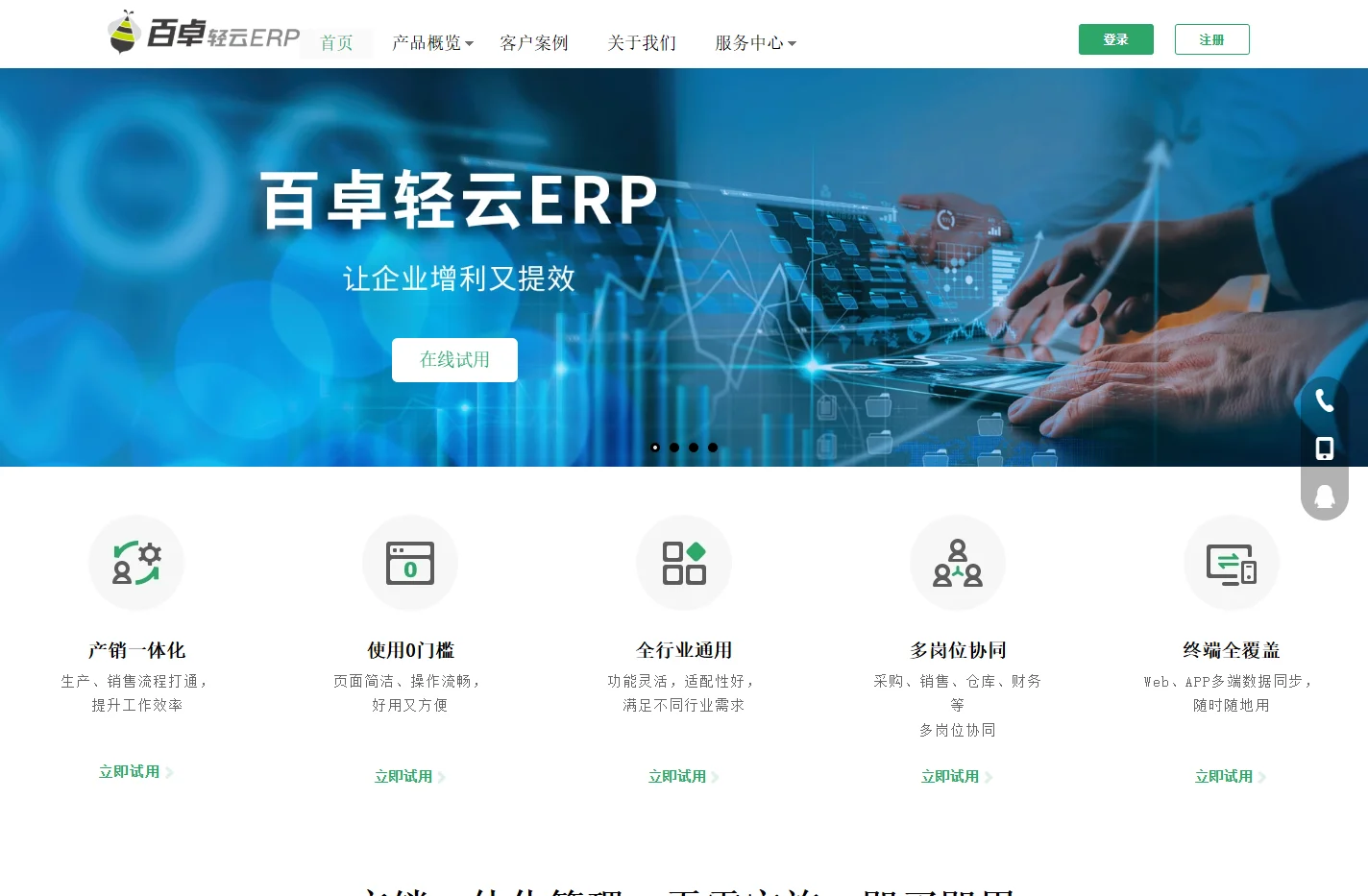 百卓轻云ERP-生产管理系统, ERP软件, 外贸跟单软件, 工厂ERP-免费试用