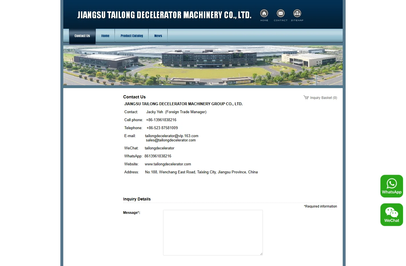 JIANGSU TAILONG DECELERATOR MACHINERY CO., LTD.