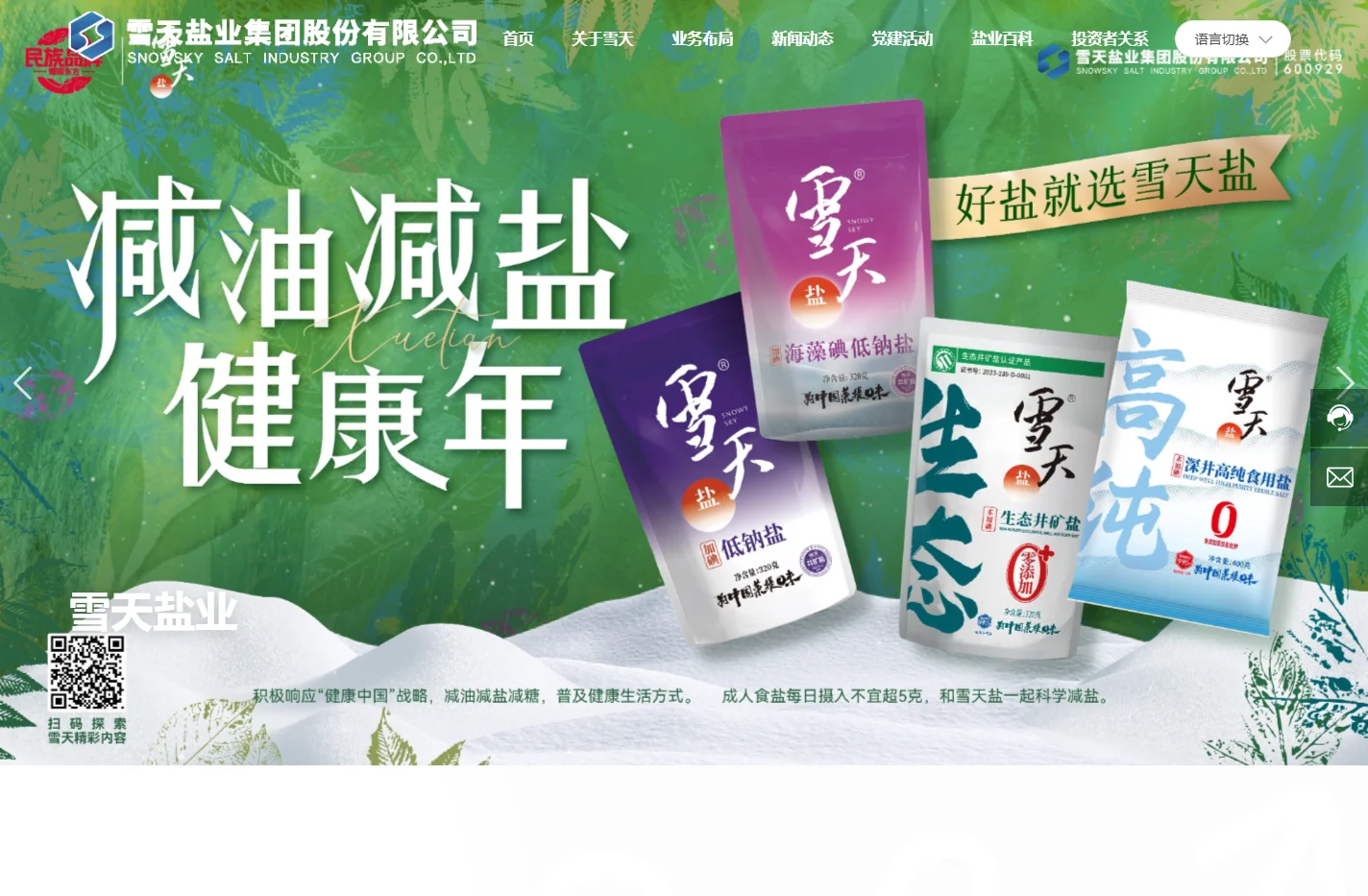 雪天盐业集团官网-雪天生态盐,生态996,生态井矿盐,雪天牌食盐,食用盐