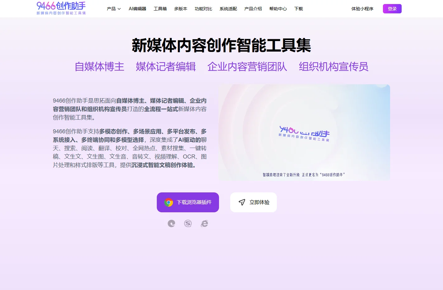 9466创作助手 新媒体内容创作智能工具集