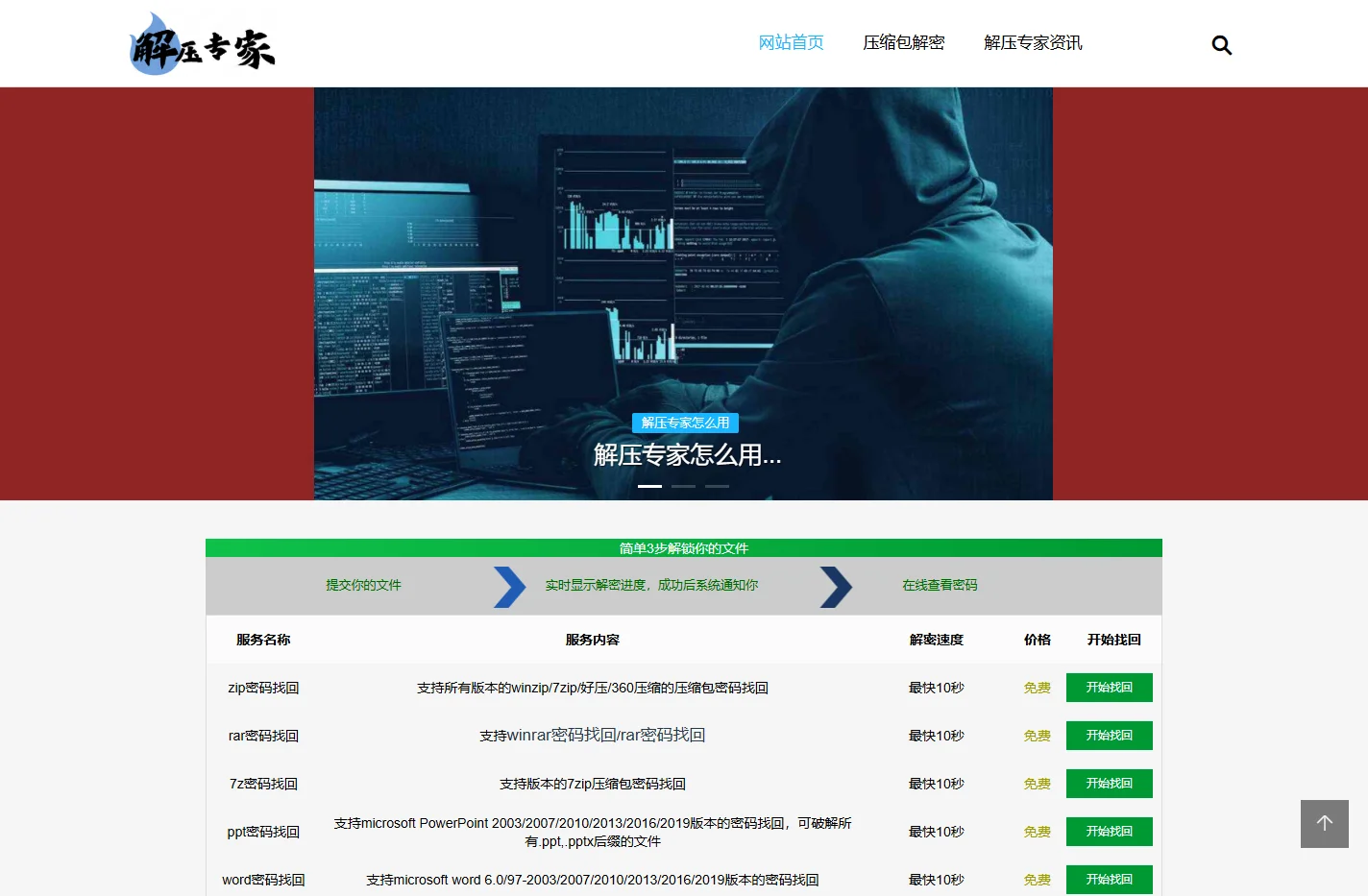 压缩文件密码恢复软件app手机版_压缩包密码恢复工具免费在线使用-解压专家