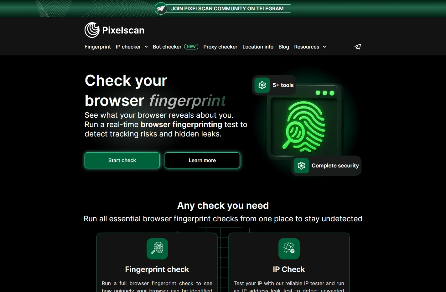Pixelscan | Fast multi-check tool for detection analysis