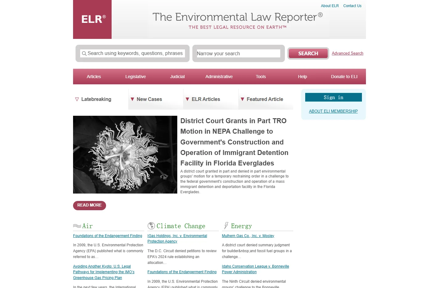 ELR home page | Environmental Law Reporter®