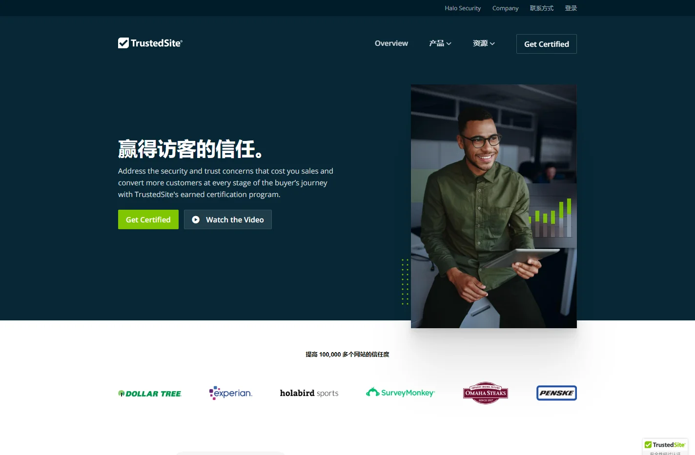 TrustedSite Certification | 建立信任并促进销售。