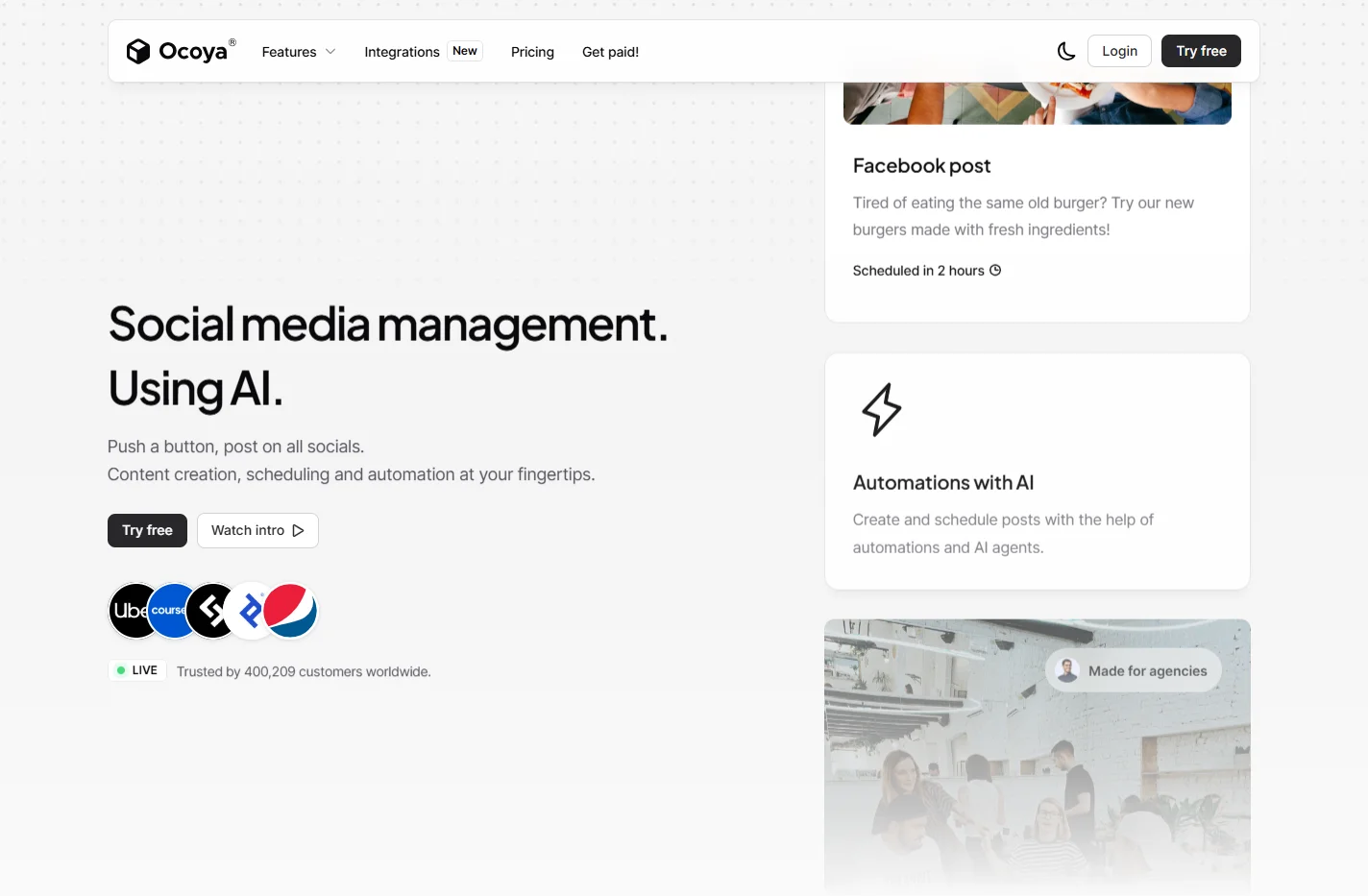 Social media management. Using AI. | Ocoya