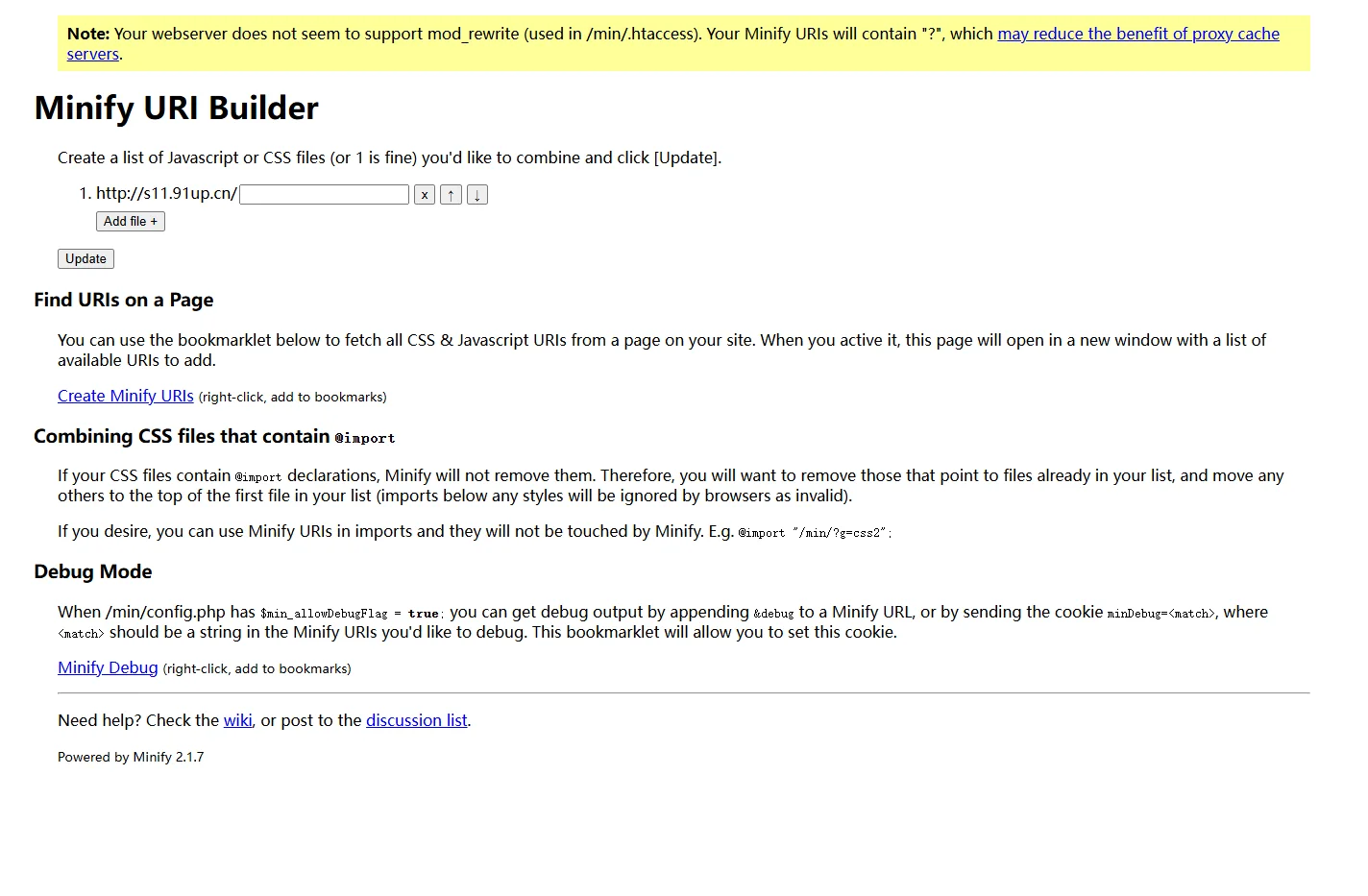 Minify URI Builder