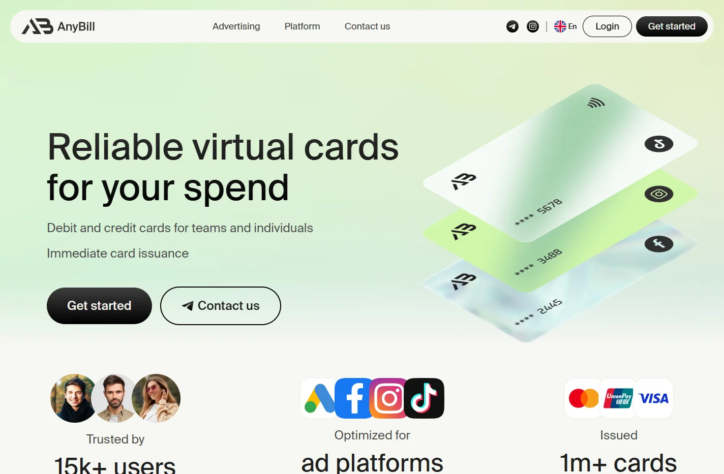 AnyBill - Reliable virtual cards for your spend