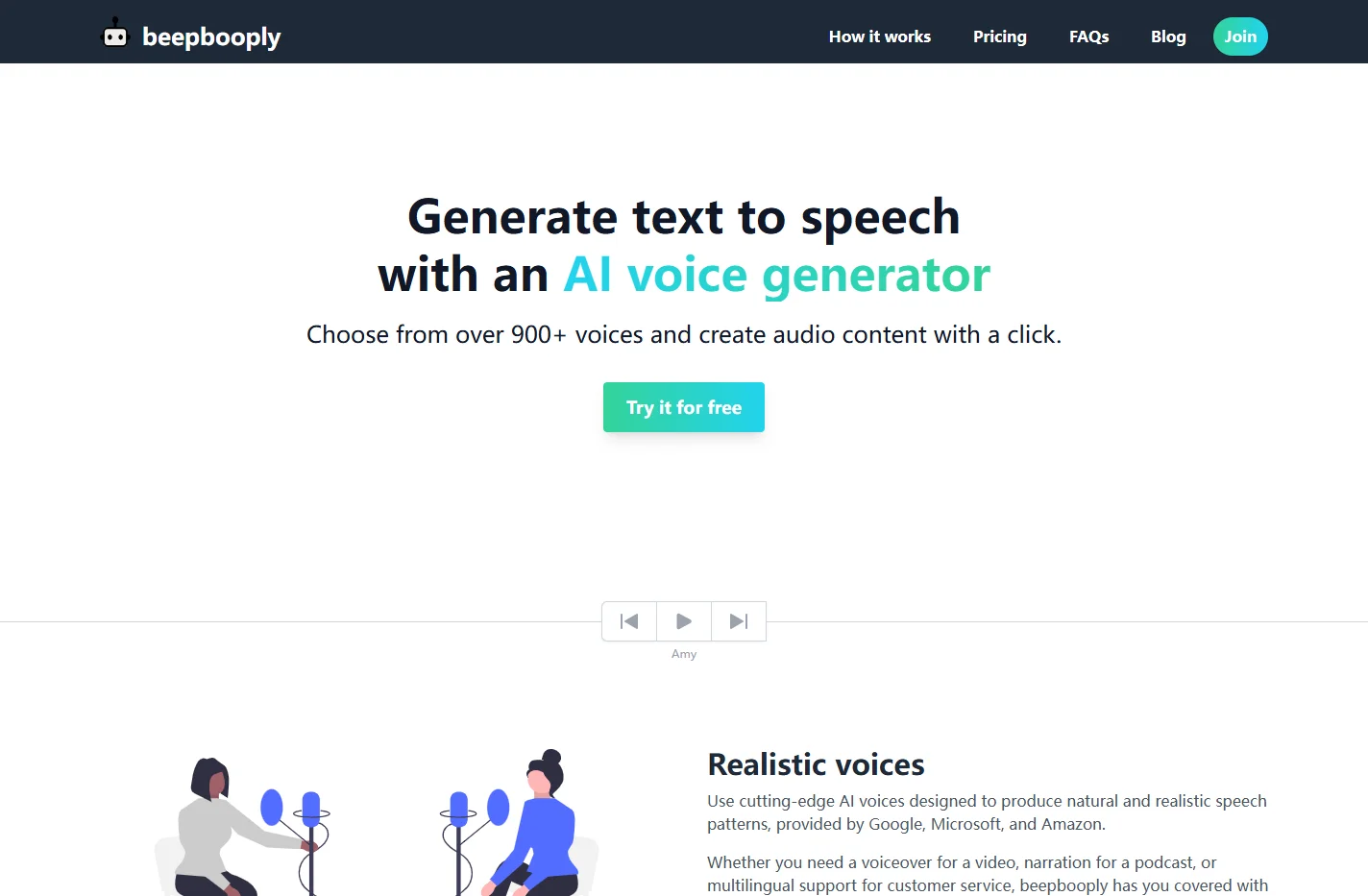 Text to speech with an AI voice generator - beepbooply