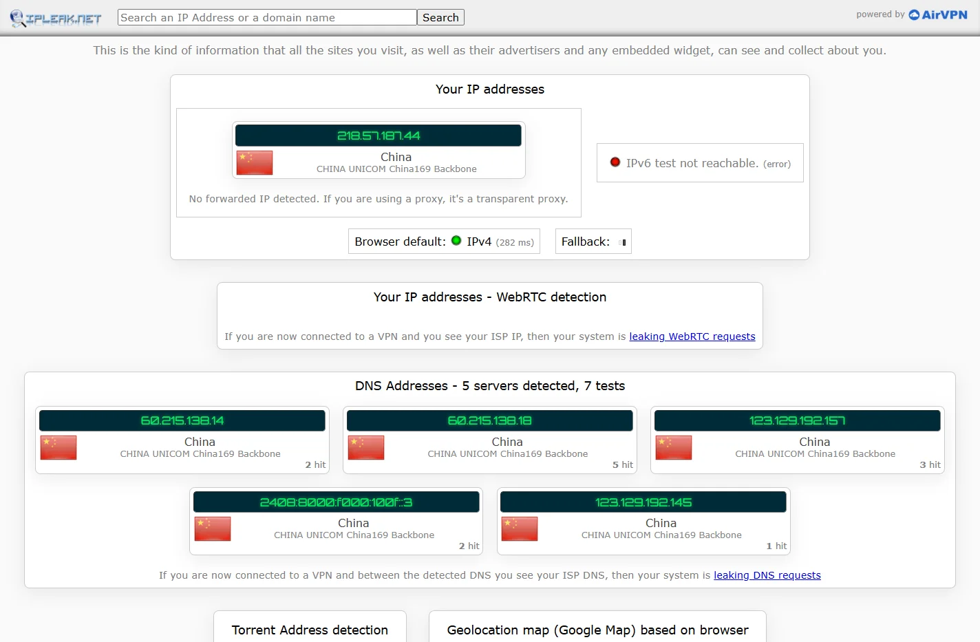 IP/DNS Detect - What is your IP, what is your DNS, what info