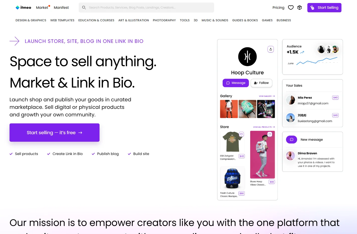 Space to sell anything. Market & Link in Bio.