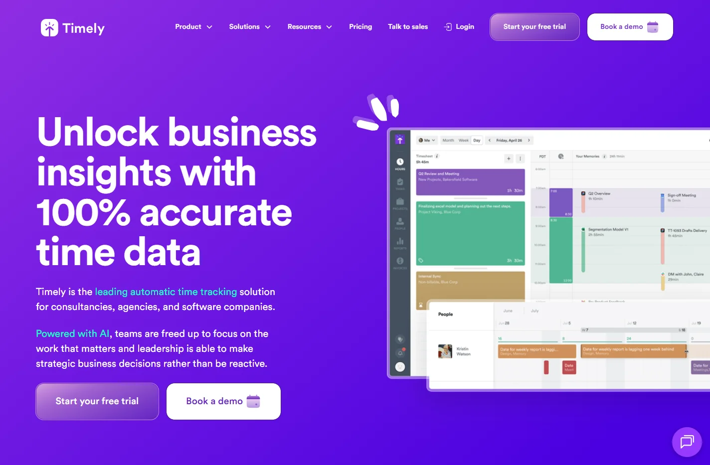 Timely, automatic time tracking for consultancies, agencies