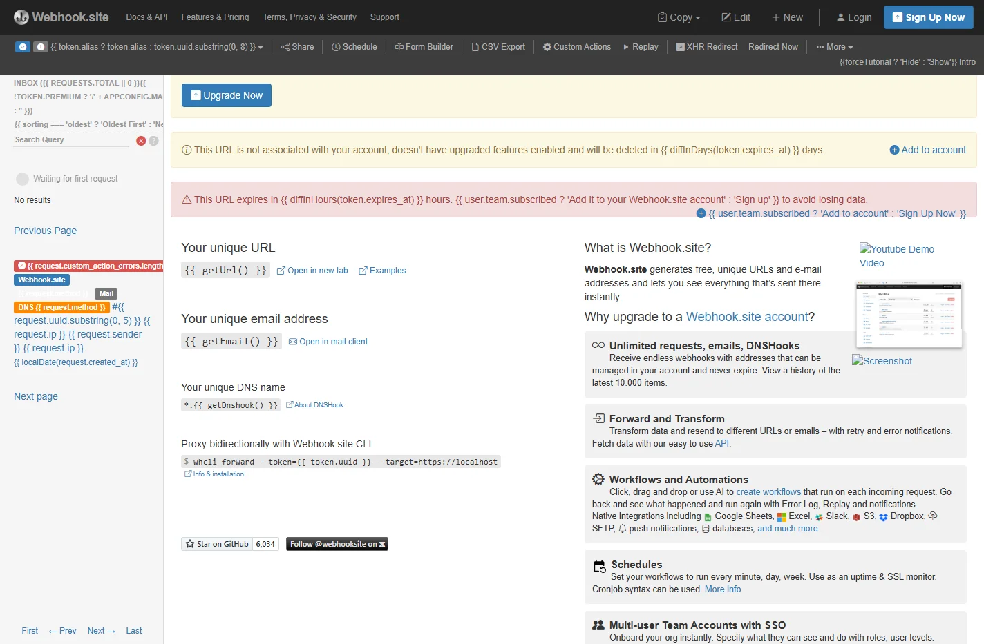 Webhook.site - Test, transform and automate Web requests and
