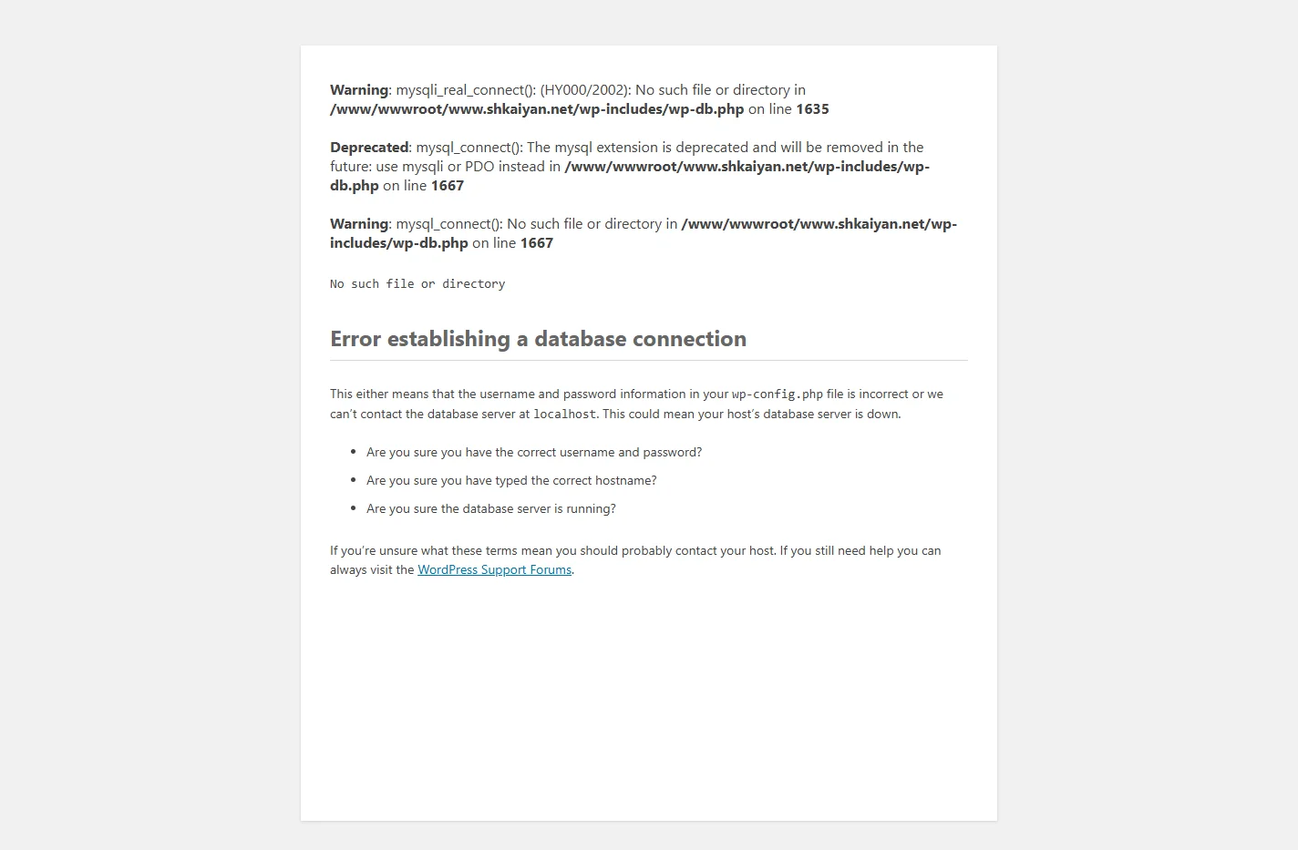 WordPress › Error
