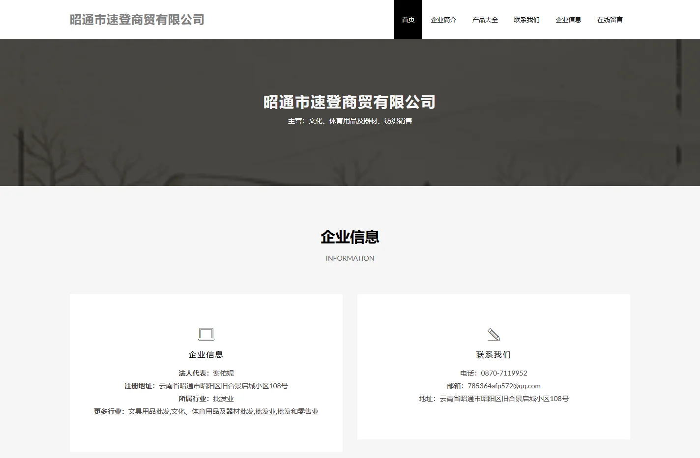 昭通市速登商贸有限公司、文化、体育用品及器材、纺织销售