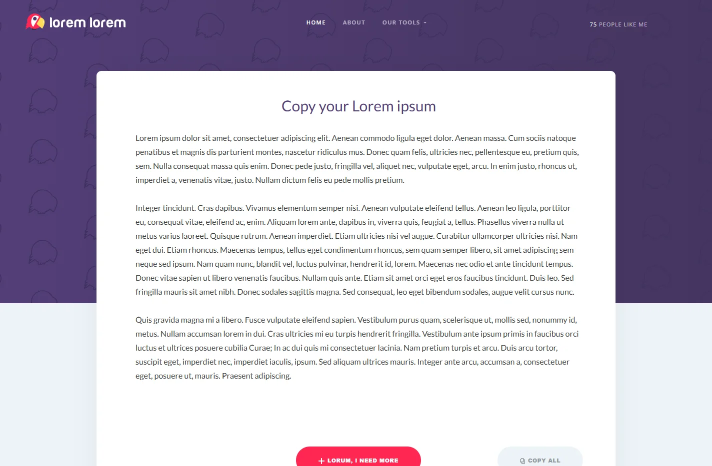 LoremLorem - The easiest way for your Lorem Ipsum